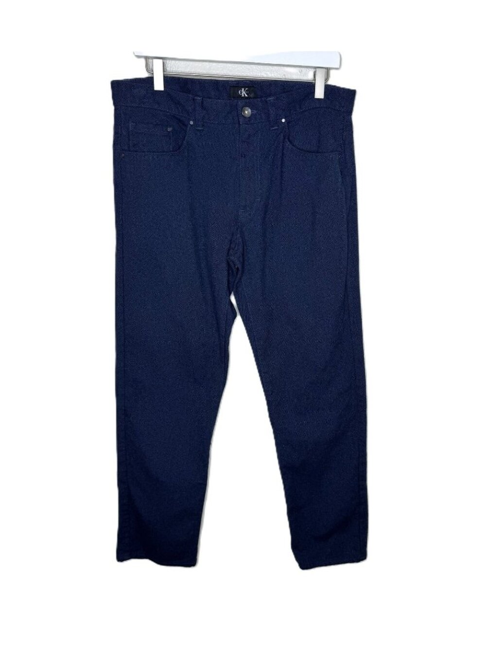 CK Calvin Klein Men's Blue Pique Knit Slim Straight Leg Pants, Size 32